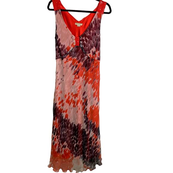 Chelsea Design Red White Black 100% Silk Dress Sz 12 - Picture 6 of 12
